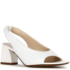 Sandalo Slingback Da Donna In Pelle Colore Bianco Con Punta Quadrata