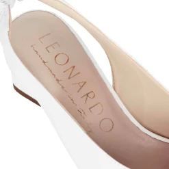 Sandalo Slingback Da Donna In Pelle Colore Bianco Con Punta Quadrata
