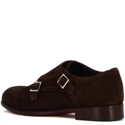 Scarpa Con Doppia Fibbia Da Uomo In Pelle Scamosciata Colore Marrone Scuro