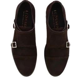 Scarpa Con Doppia Fibbia Da Uomo In Pelle Scamosciata Colore Marrone Scuro
