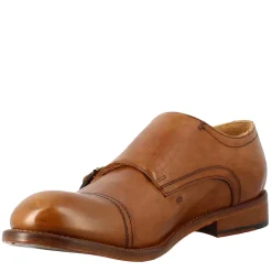 Scarpa Doppia Fibbia Beige Vintage Elegante Da Uomo In Pelle