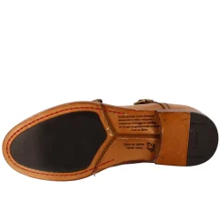 Scarpa Doppia Fibbia Beige Vintage Elegante Da Uomo In Pelle