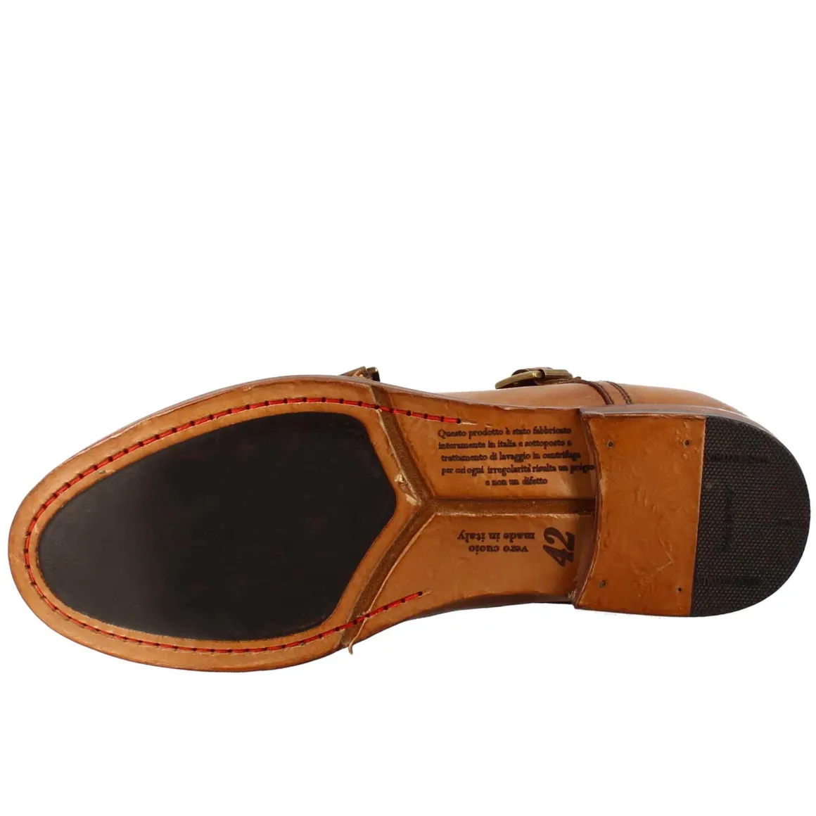 Scarpa Doppia Fibbia Beige Vintage Elegante Da Uomo In Pelle