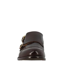 Scarpa Doppia Fibbia Bronzo Vintage Elegante Da Uomo In Pelle