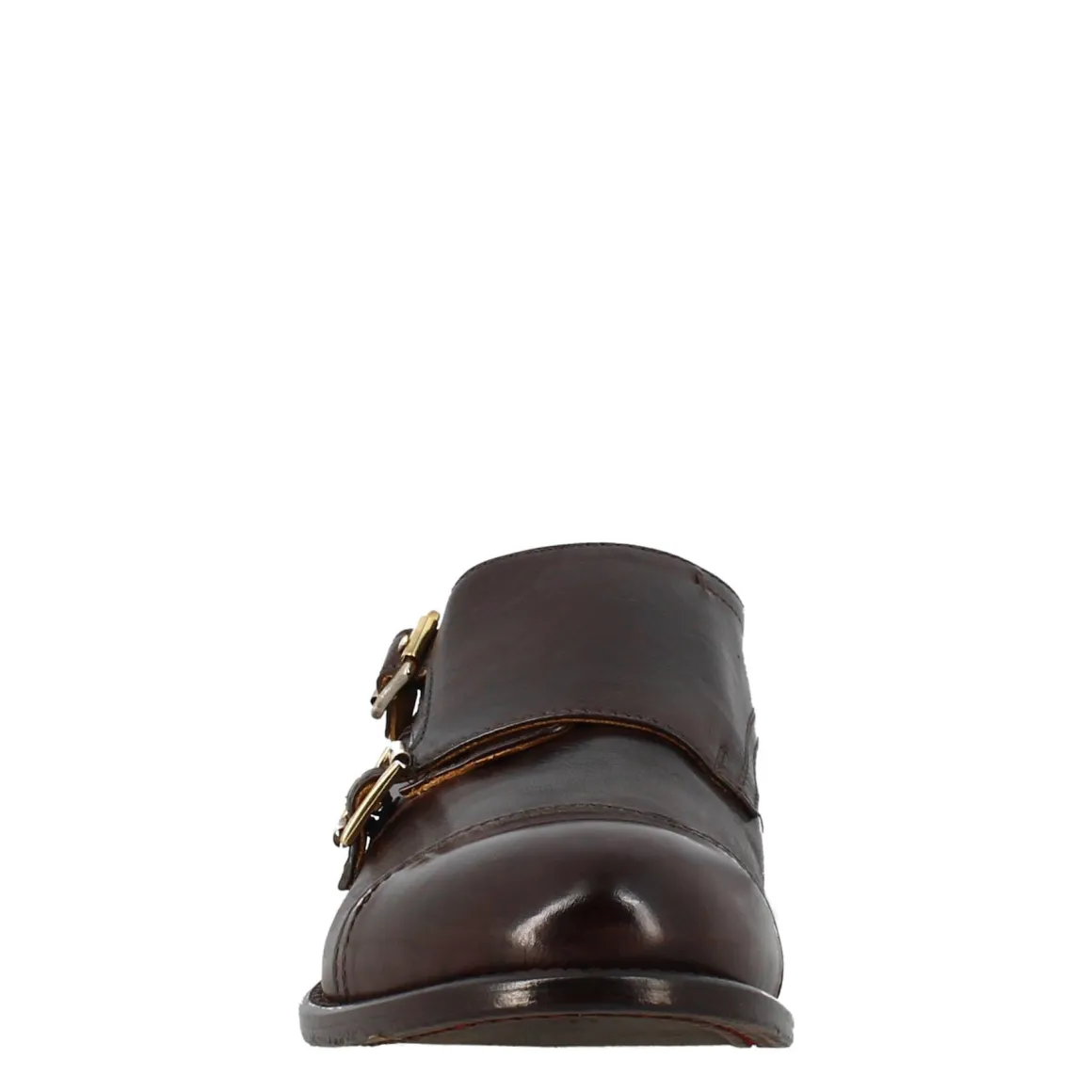 Scarpa Doppia Fibbia Bronzo Vintage Elegante Da Uomo In Pelle