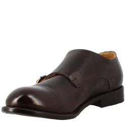 Scarpa Doppia Fibbia Bronzo Vintage Elegante Da Uomo In Pelle