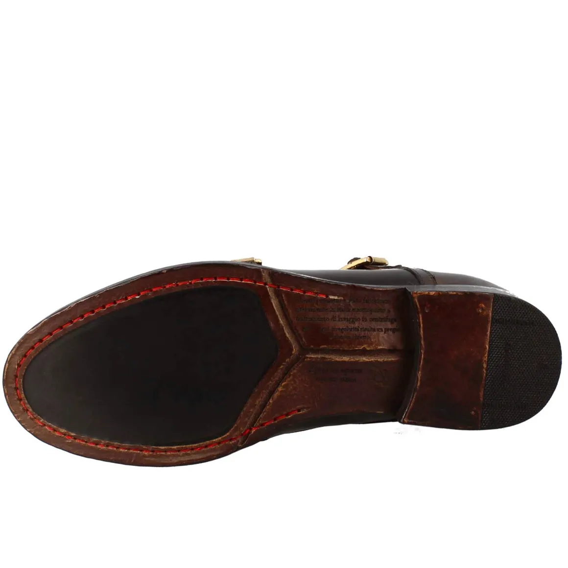 Scarpa Doppia Fibbia Bronzo Vintage Elegante Da Uomo In Pelle
