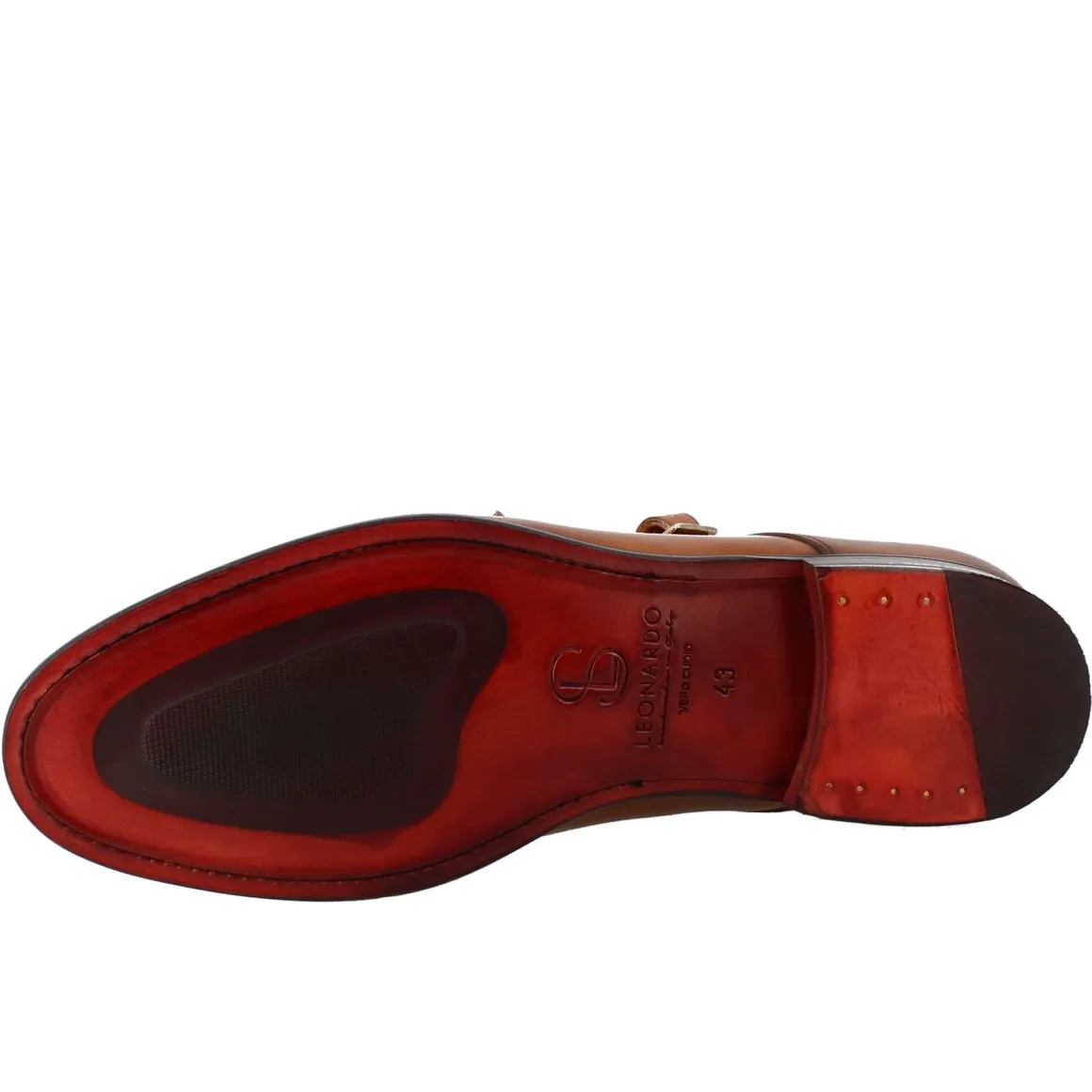 Scarpa Doppia Fibbia Da Uomo In Pelle Marrone Siena