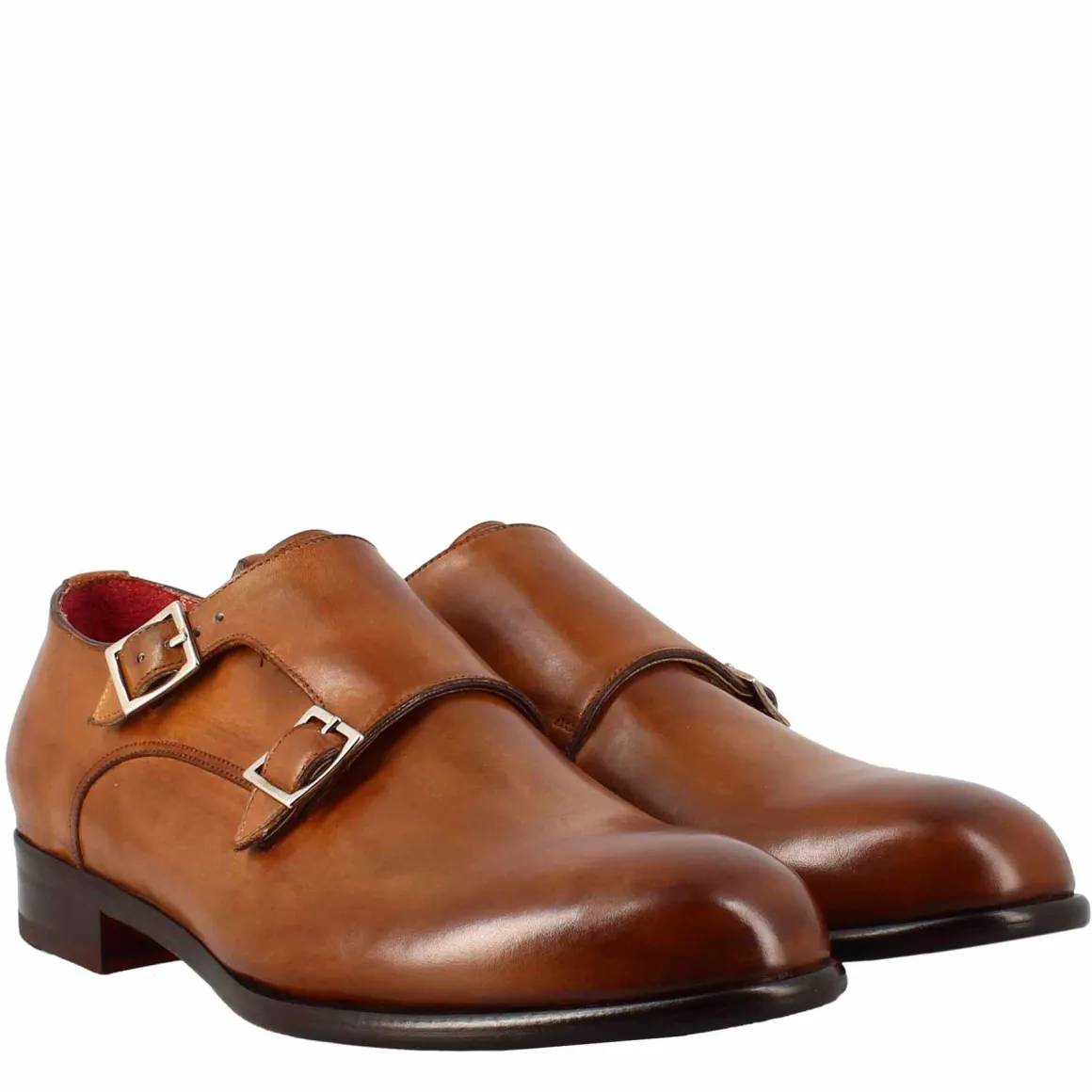 Scarpa Doppia Fibbia Da Uomo In Pelle Marrone Siena