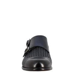Scarpa Doppia Fibbia Da Uomo In Pelle Intrecciata Blu