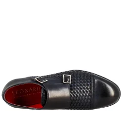 Scarpa Doppia Fibbia Da Uomo In Pelle Intrecciata Blu