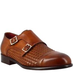 Scarpa Doppia Fibbia Da Uomo In Pelle Intrecciata Marrone Siena