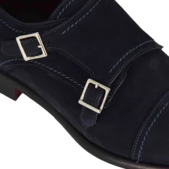 Scarpa Doppia Fibbia Da Uomo In Pelle Scamosciata Colore Blu