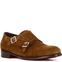 Scarpa Doppia Fibbia Da Uomo In Pelle Scamosciata Colore Marrone Chiaro