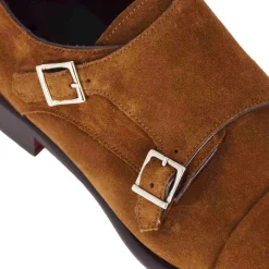 Scarpa Doppia Fibbia Da Uomo In Pelle Scamosciata Colore Marrone Chiaro