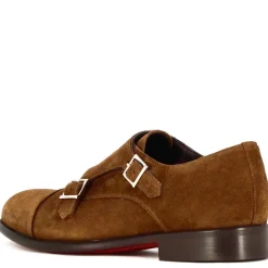 Scarpa Doppia Fibbia Da Uomo In Pelle Scamosciata Colore Marrone Chiaro