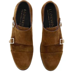 Scarpa Doppia Fibbia Da Uomo In Pelle Scamosciata Colore Marrone Chiaro