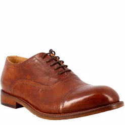 Scarpa Francesina Marrone Vintage Elegante Da Uomo In Pelle
