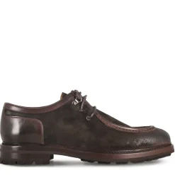 Scarpa Stringata Da Uomo Modello Ingegnere In Pelle Scamosciata Marrone Scuro