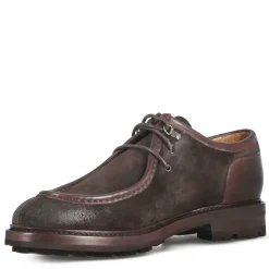 Scarpa Stringata Da Uomo Modello Ingegnere In Pelle Scamosciata Marrone Scuro