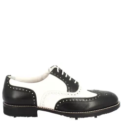 Scarpe Da Golf Da Donna Bicolore Bianco E Nero Artigianale In Pelle