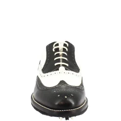 Scarpe Da Golf Da Donna Bicolore Bianco E Nero Artigianale In Pelle