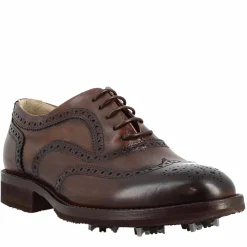 Scarpe Da Golf Da Donna Colore Marrone Dettagli Brogue Artigianali In Pelle
