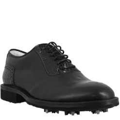 Scarpe Da Golf Da Uomo Colore Nero Dettagli Brogue Artigianali In Pelle