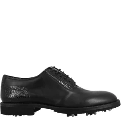 Scarpe Da Golf Da Uomo Colore Nero Dettagli Brogue Artigianali In Pelle