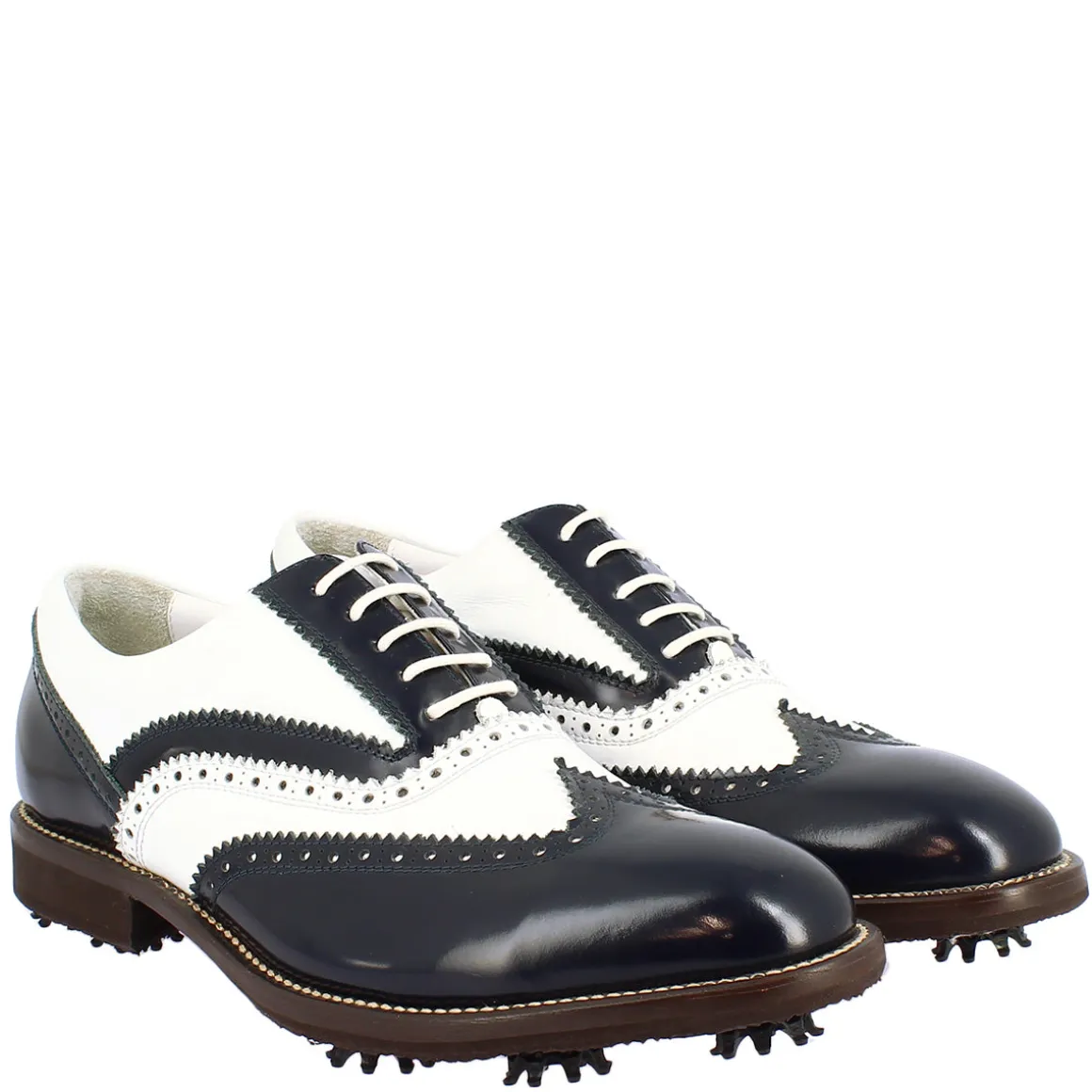 Scarpe Da Golf Donna Bicolore Bianco E Blu In Pelle