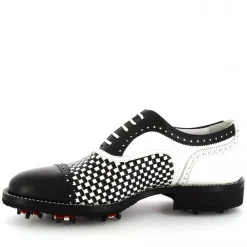 Scarpe Da Golf Donna Classiche Artigianali In Pelle Bianca Nera