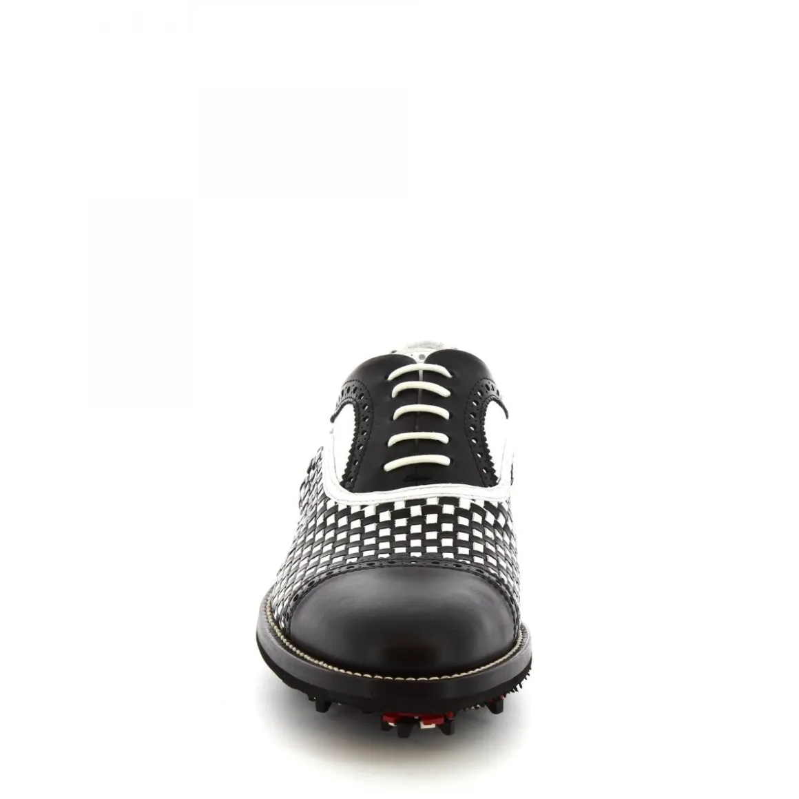 Scarpe Da Golf Donna Classiche Artigianali In Pelle Bianca Nera