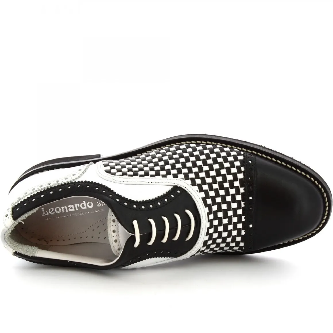Scarpe Da Golf Donna Classiche Artigianali In Pelle Bianca Nera