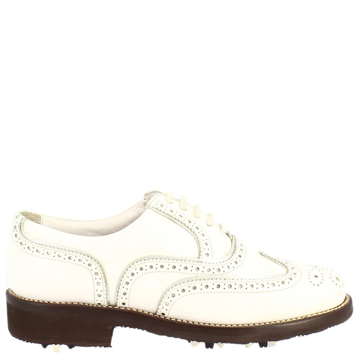 Scarpe Da Golf Donna Impermeabili Fatte A Mano In Pelle Bianca