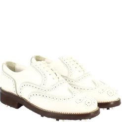 Scarpe Da Golf Donna Impermeabili Fatte A Mano In Pelle Bianca