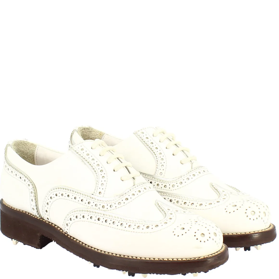 Scarpe Da Golf Donna Impermeabili Fatte A Mano In Pelle Bianca