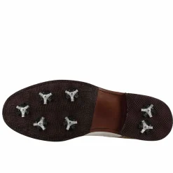 Scarpe Da Golf Donna In Pelle Bicolore Bianca E Beige Con Stampa Cocco