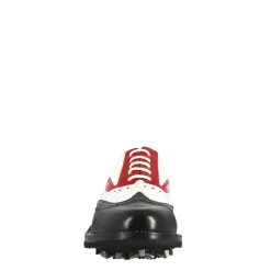 Scarpe Da Golf Uomo Artigianali In Pelle Pieno Fiore Nero Bianco Rosso