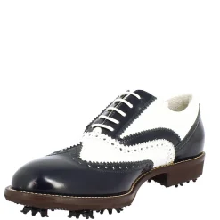 Scarpe Da Golf Uomo Bicolore Bianco E Blu In Pelle