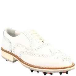 Scarpe Da Golf Uomo Classiche Brogues Artigianali In Pelle Bianca