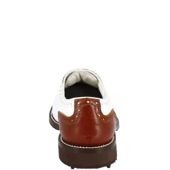 Scarpe Da Golf Uomo Classiche Artigianali In Pelle Bianca Marrone