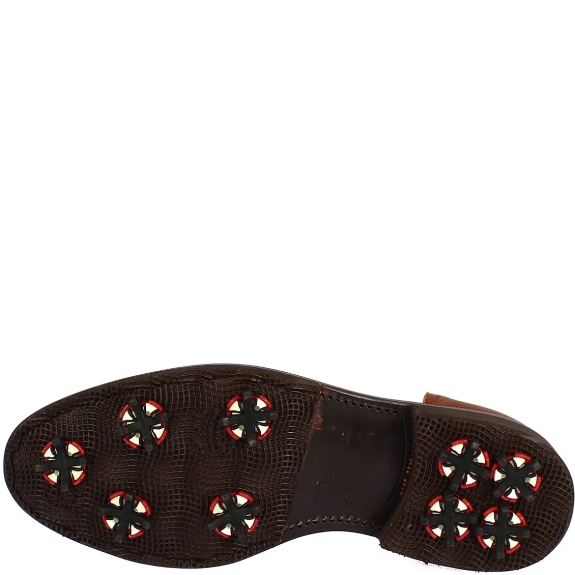 Scarpe Da Golf Uomo Classiche Artigianali In Pelle Bianca Marrone