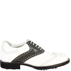 Scarpe Da Golf Uomo Classiche Artigianali In Pelle Bianca Grigia