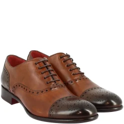 Scarpe Da Uomo Stringate Francesine Fatte A Mano In Pelle Montecarlo Brandy E Moro