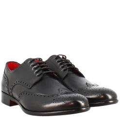 Scarpe Francesine Brogue Da Uomo Fatte A Mano In Pelle Colore Nero