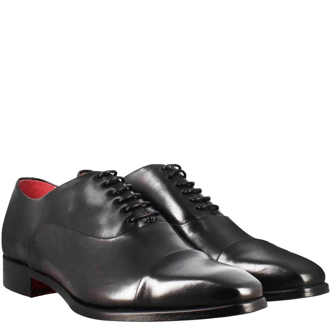 Scarpe Francesine Con Puntale In Pelle Color Nero