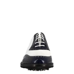 Scarpe Golf Da Donna Artigianali In Pelle Bianco E Cocco Blu