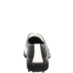 Scarpe Golf Donna Artigianali In Pelle Pieno Fiore Bianco Cocco Nero