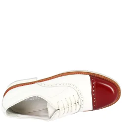 Scarpe Golf Donna Artigianali In Pelle Bianco Con Puntale Rosso