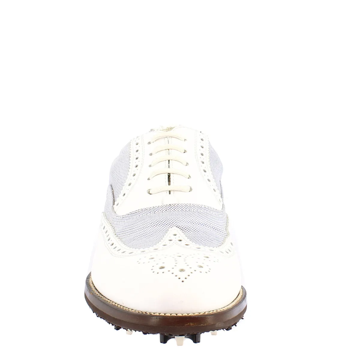 Scarpe Golf Donna Estive Fatte A Mano In Pelle Bianca E Tessuto